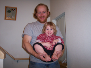 Dad and I goofing around on the stairs