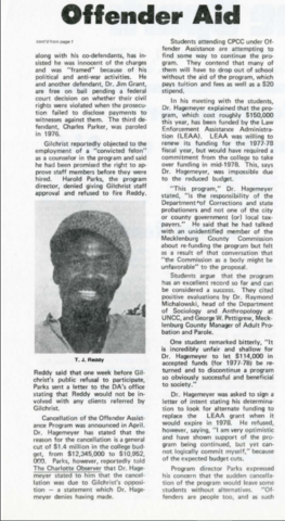 Offender Assistance Program Cancelled