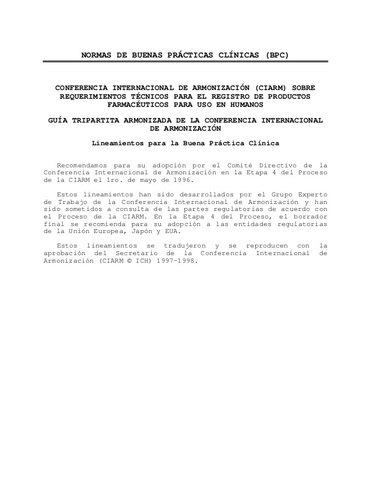 Normas de la Buena Práctica Clínica