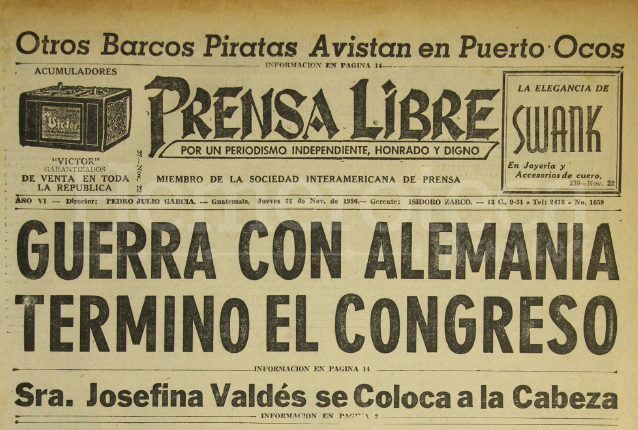Guatemala termina la guerra con Alemania