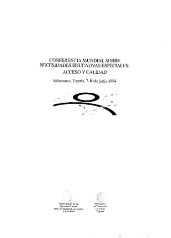 Conferencia Mundial sobre Necesidades Educativas Especiales: Acceso y Calidad - Salamanca, Espana
