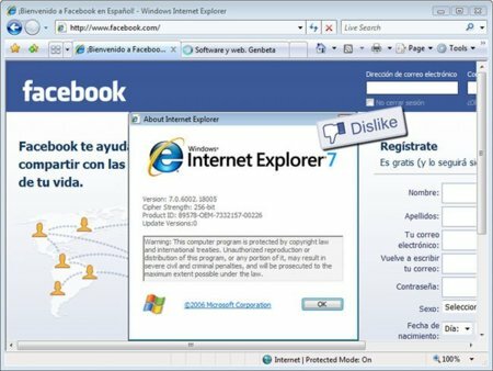 Aparece IE (Internet Explorer) 7.0