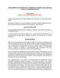 Reglamento Interior del Tribunal Federal de Justicia Fiscal y Administrativa.