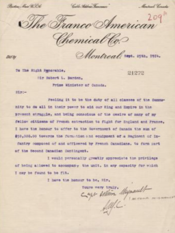 Letter to Borden from Arthur Mignault (E) +1
