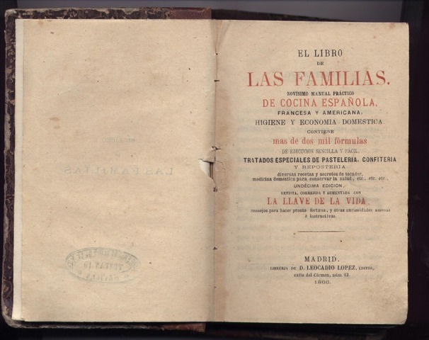 Libro culinario "El cocinero de las familias"