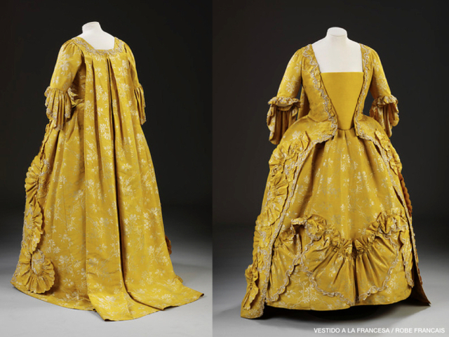 Popularizase o vestido á francesa: pliegues  Watteau