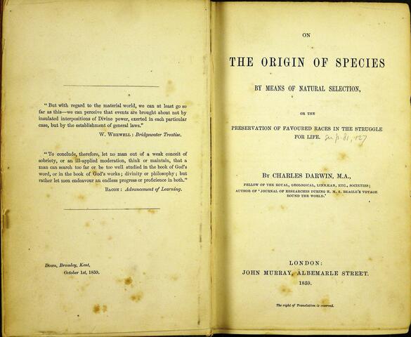 Darwin's work 'The Origin of Species' was published