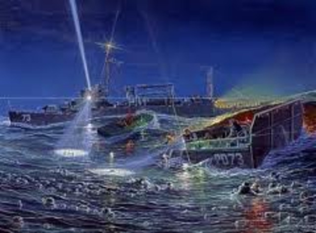By midnight a few days later, they are sunk by two Japanese torpedoes