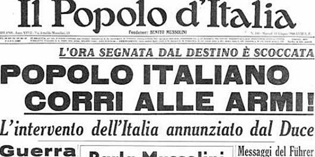Mussolini dichiara guerra alla Francia