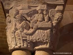 Capitel con la anunciación y visitación de San Juan de Duero