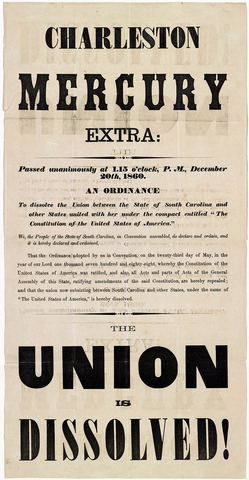 South Carolina Secedes from the Union