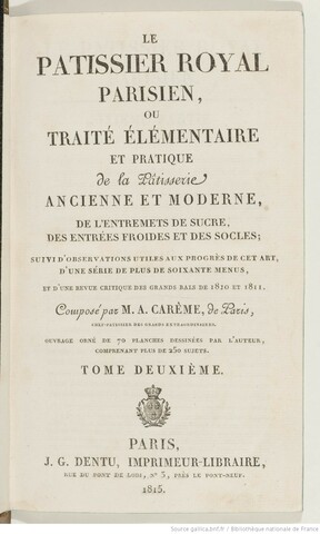 Obras literarias: Le pâtissier royal parisien