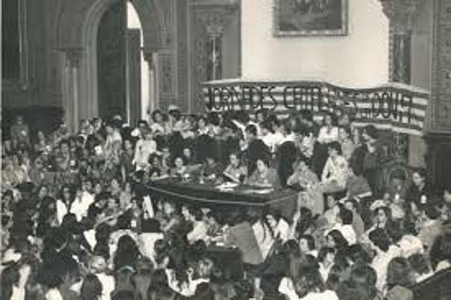 prohibició d'un grup de dones a participar a una Conferència Mundial.