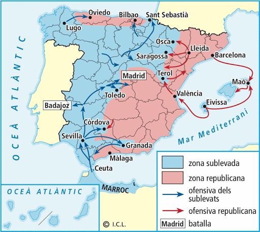 Situació dels fronts (març del 1937)