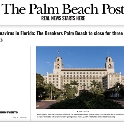 Timeline: MARCH 18th, The Breakers Closed in advance to COVID- 19