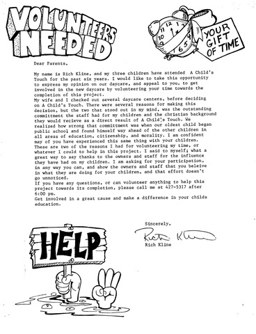 Volunteers Needed Letter