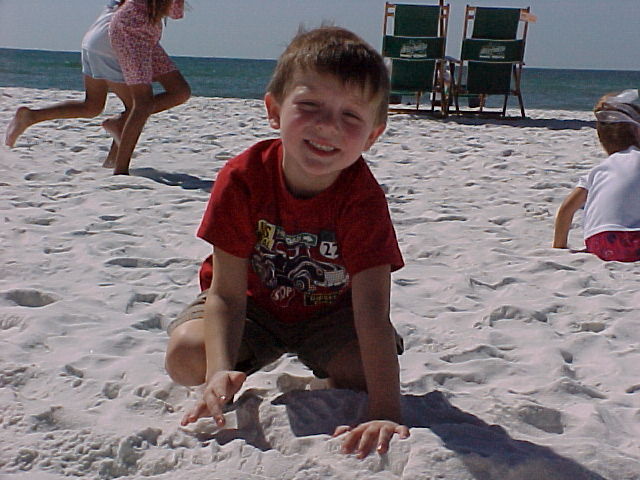 Aaron having fun on the beach