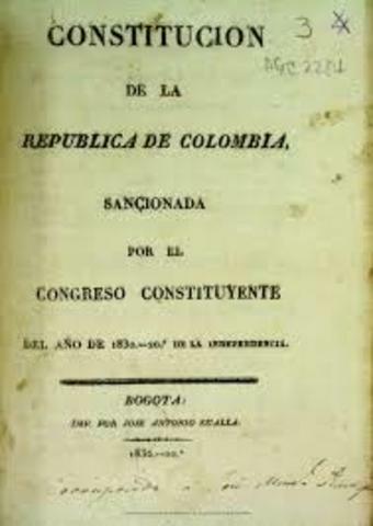 1830/May/5: Promulgada Constitución de la República de Colombia.