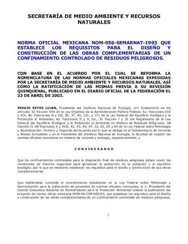 Aplicación de la NOM: 056-FITO-1995