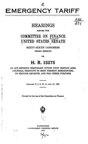 The Emergency Tariff Act of 1921
