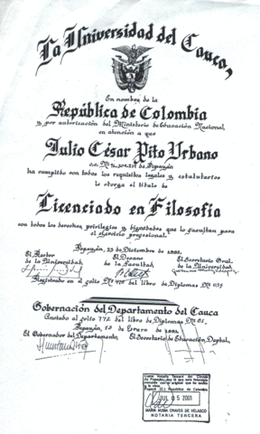 Grado Licenciado Filosofia