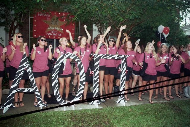 Became an initiated member of Alpha Omicron Pi Sorority