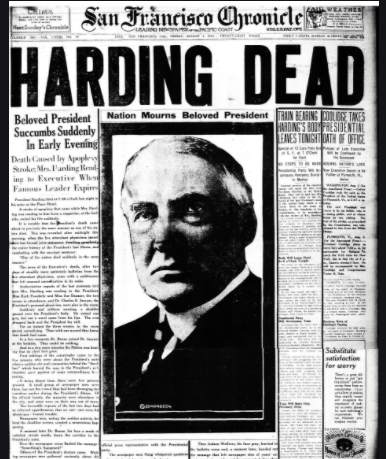 President Harding dies