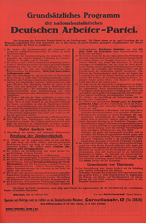 Forderungen der NSDAP im "Grundsätzlichen Programm"