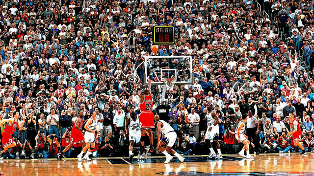 Jordan con su mítico buzzer beater gana a los Jazz en 7 y consigue el 6º título