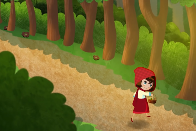 ella acepta con gusto y se va por el bosque