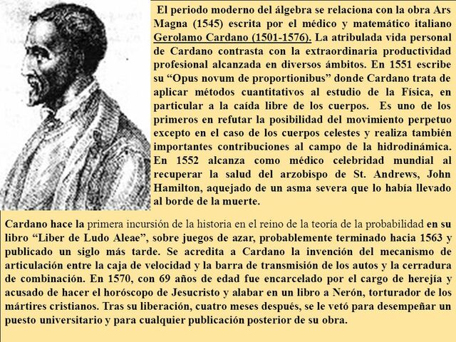 El libro de Gerolamo Cardano inició el periodo moderno en el álgebra