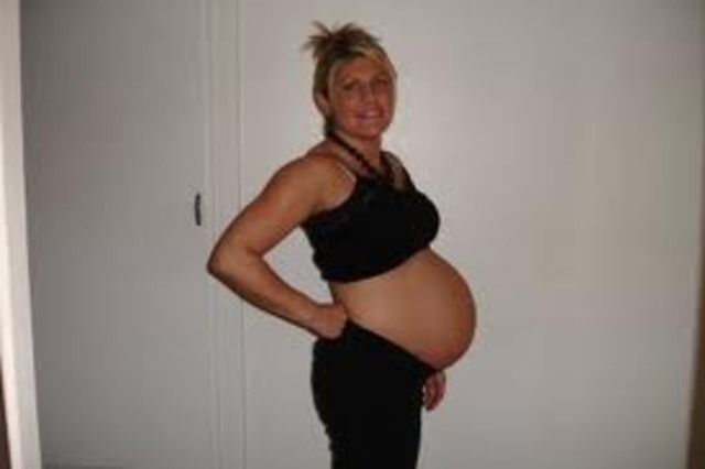 nine months pregnant