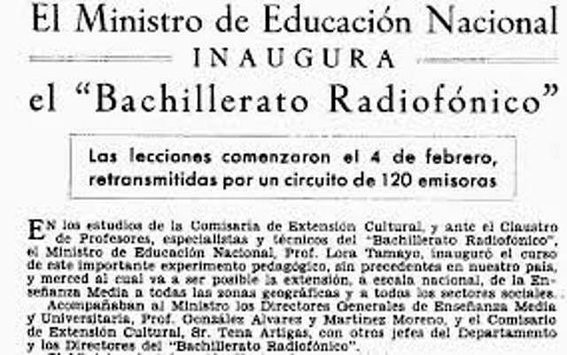 Inicio del bachillerato radiofónico