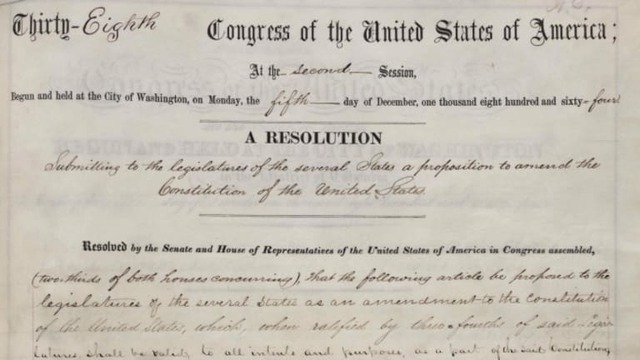 congress approves 13th amendment