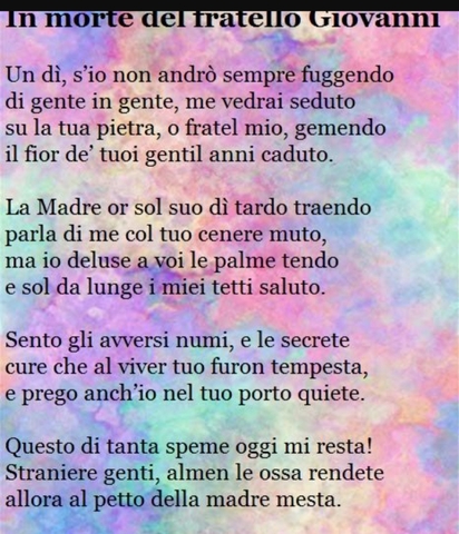 In morte del fratello Giovanni.