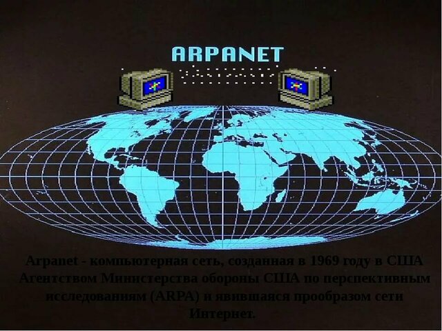 Пентагон создает четыре узла сети ARPAnet — прообраза современной Internet. День 2 сентября 1969 принято считать днём рождения Интернета.