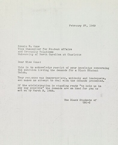 Black Students respond to Bonnie Cone