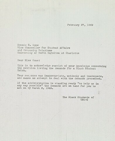 Black Students respond to Bonnie Cone