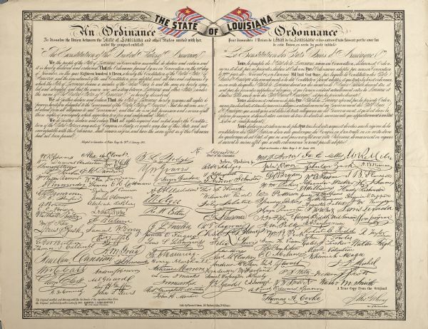 Louisiana secedes the Union