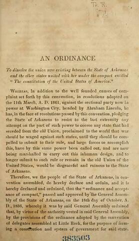 Arkansas secedes from the Union
