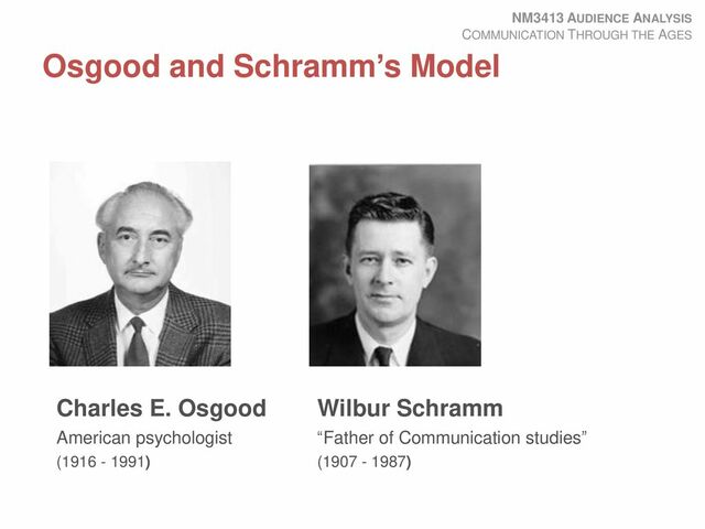 Osgood y Schramm, postularon su idea de la circularidad de la comunicación.