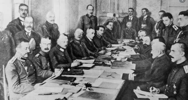 Russia's withdrawal from the large war.