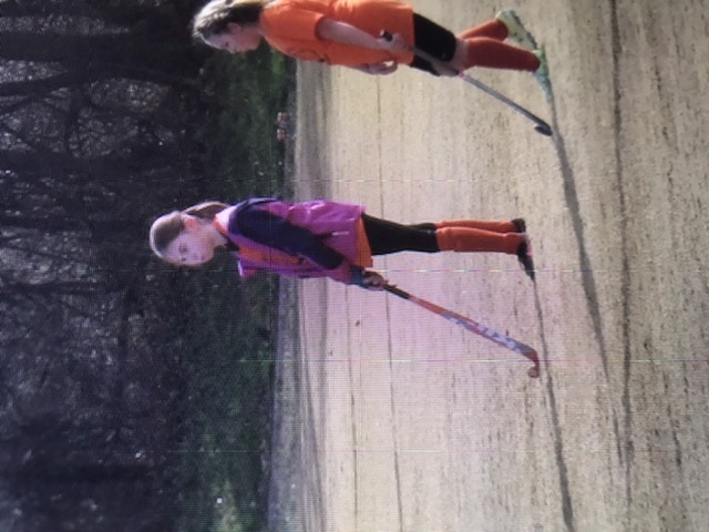 Trying field hockey for the first time
