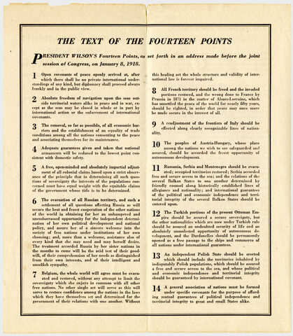 Woodrow Wilson’s Fourteen Points (1918)