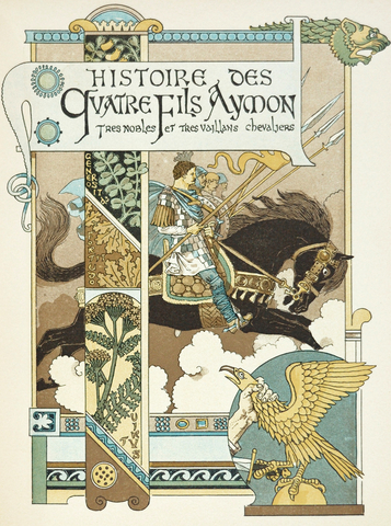 Eugene Grasset publicó L’Histoire des quatre fils Aymon en 1883, introduciendo grandes logros para el diseño gráfico. El libro estaba diseñado e ilustrado por él. Para ello se valió de un proceso de foto relieve a color.