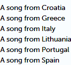 Countries' Songs