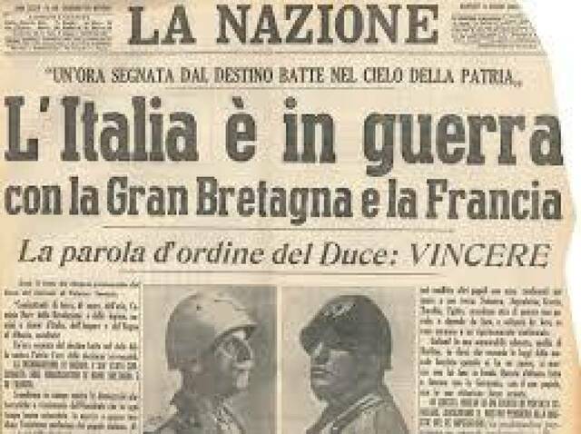 L'ITALIA ENTRA IN GUERRA AFFIANCO  ALLA GERMANIA