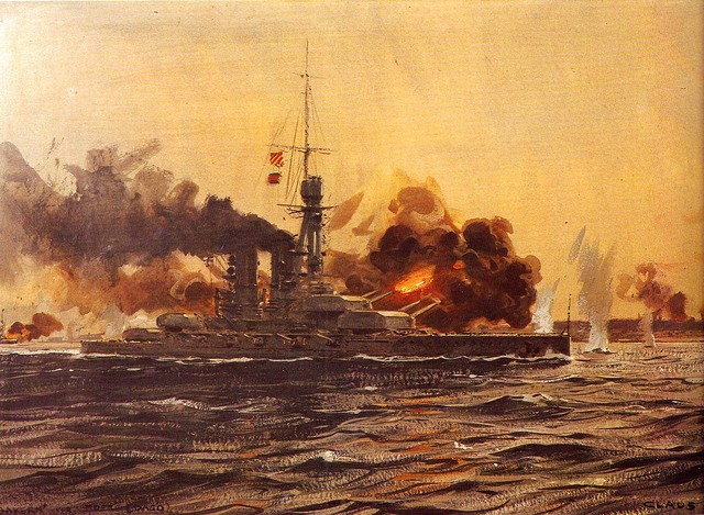Batalla naval de Jutlandia, entre ingleses y alemanes.