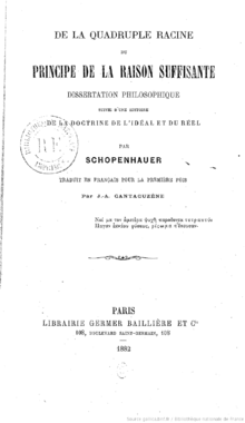 SCHOPENHAUER: Tesis doctoral sobre la Cuádruple raíz del principio de razón suficiente