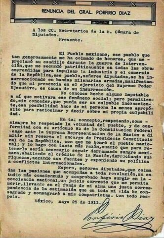 Renuncia de Profirio Díaz